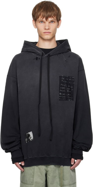Pulover Ann Demeulemeester Ann Demeulemeester Ollie High-Comfort Hoodie with Printed Patches Črna | B0013214-FA639-098, 0