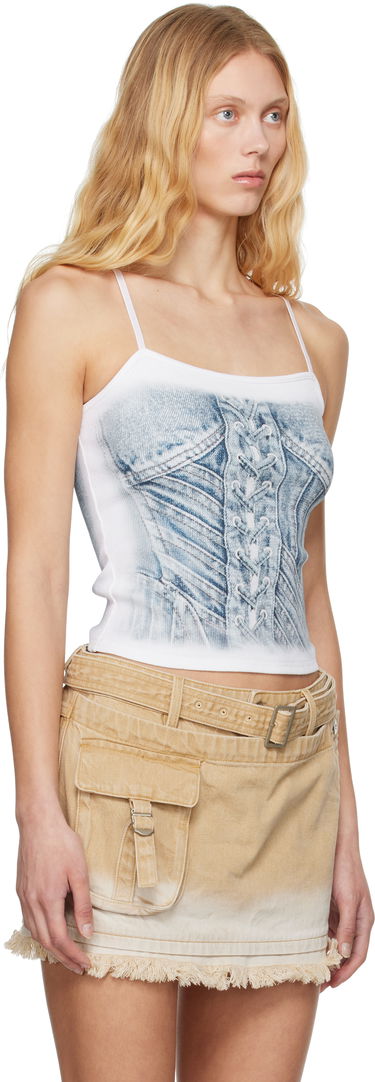 Krila Feng Chen Wang Feng Chen Wang Denim Print Tank Top Bela | FWS19VS13, 1