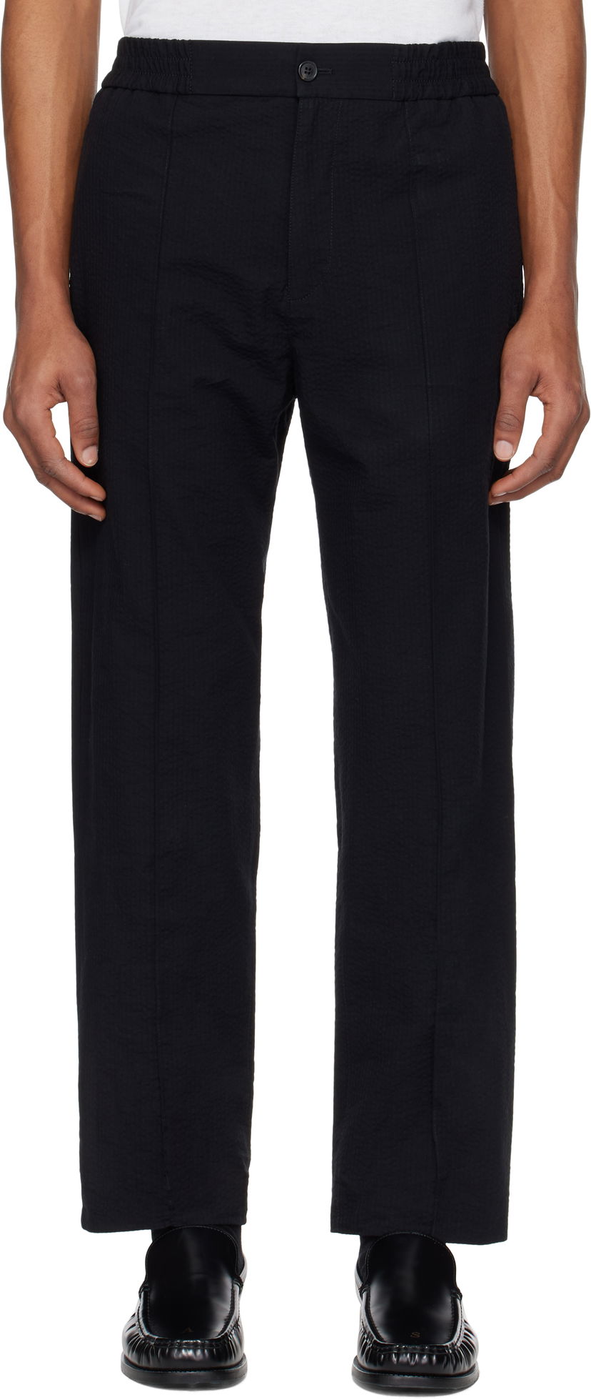 Hlače A.P.C. A.P.C. Joaquin Textured Straight-Leg Trousers Črna | COGXU-H08454