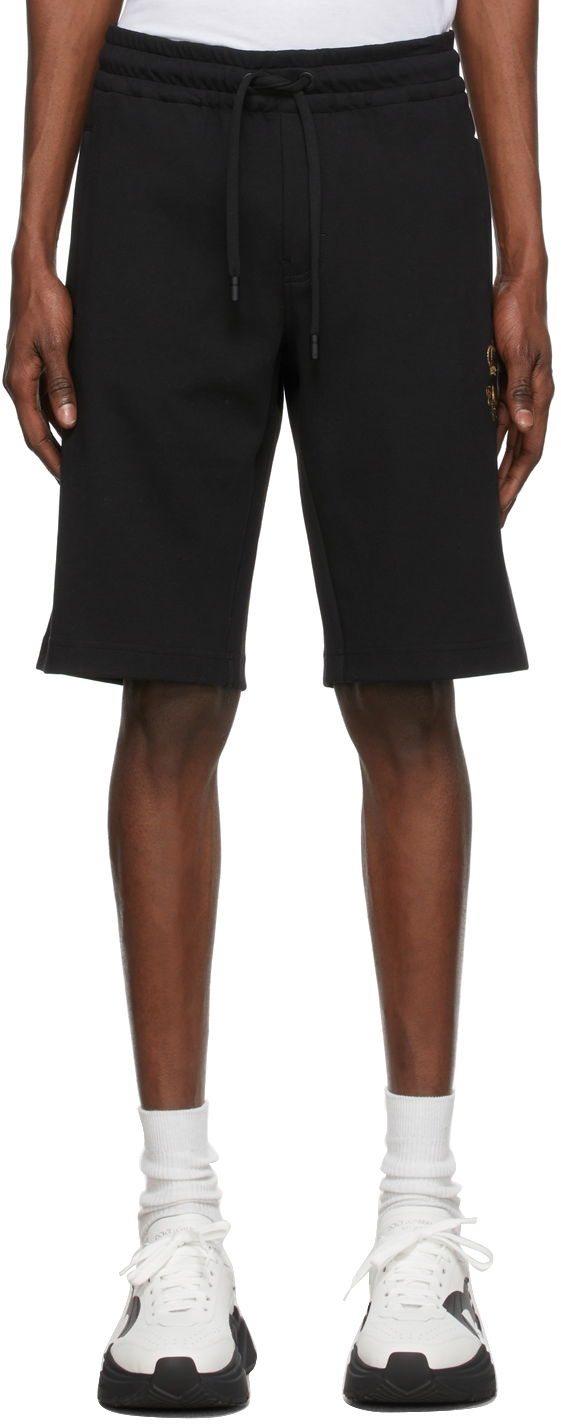 Kratke hlače Dolce & Gabbana Black Embroidered Jogging Shorts Črna | GWJWAZ HU7H9