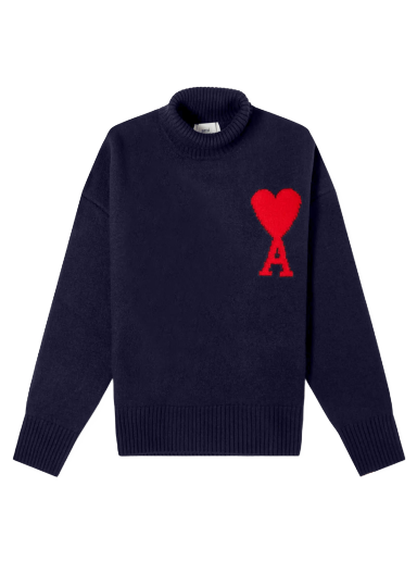Pleteni pulover AMI Large A Heart Roll Neck Knit Mornarica | UKS406-018-4005