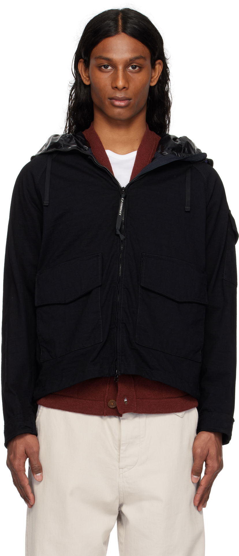 Parka C.P. Company C.P. Company Knitted Nylon Explorer Jacket Črna | 18CMOW223A-110320G