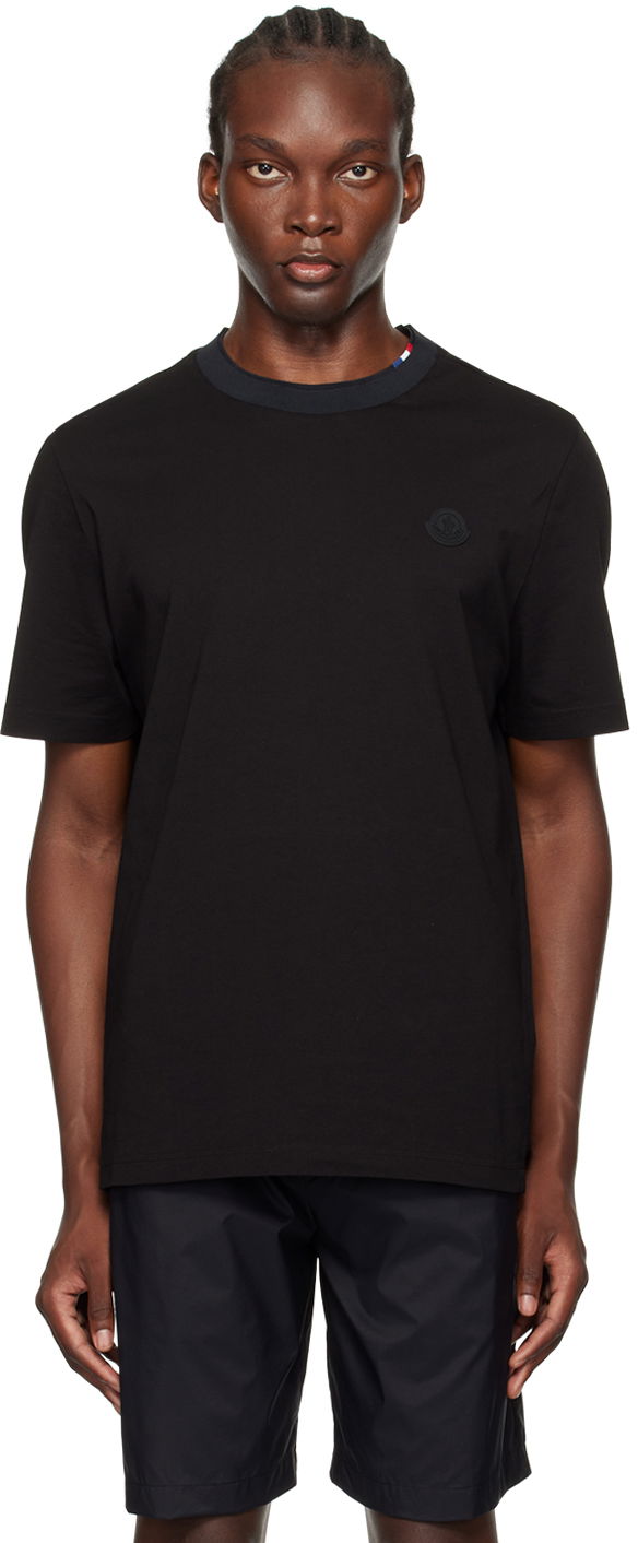 Majica Moncler Black Logo Patch T-Shirt Črna | J20918C00027829H8