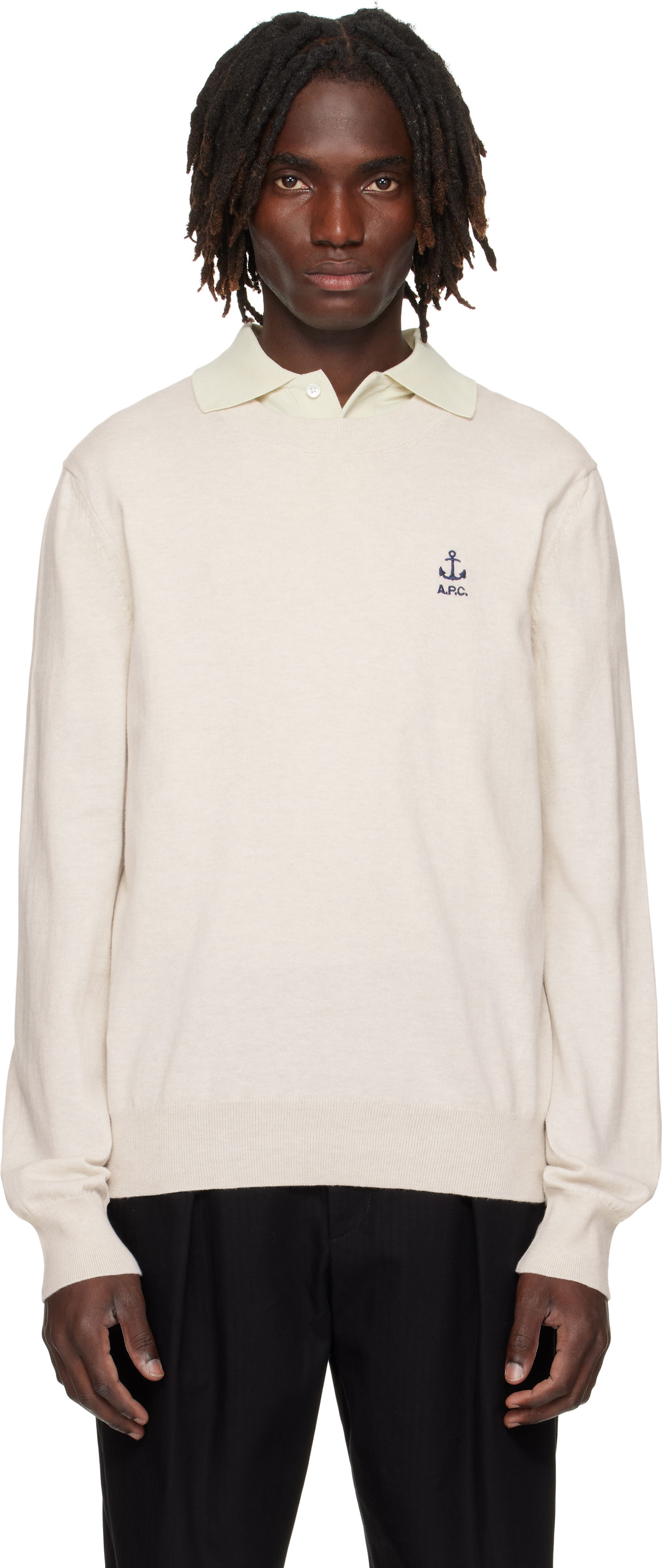 Pleteni pulover A.P.C. A.P.C. Gabin Anchor Logo Knit Sweater Bež | COGDK-H23412, 0