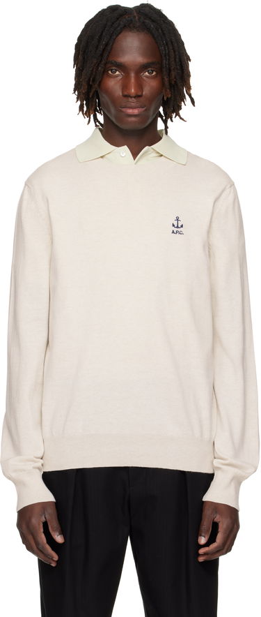 Pleteni pulover A.P.C. A.P.C. Gabin Anchor Logo Knit Sweater Bež | COGDK-H23412, 0