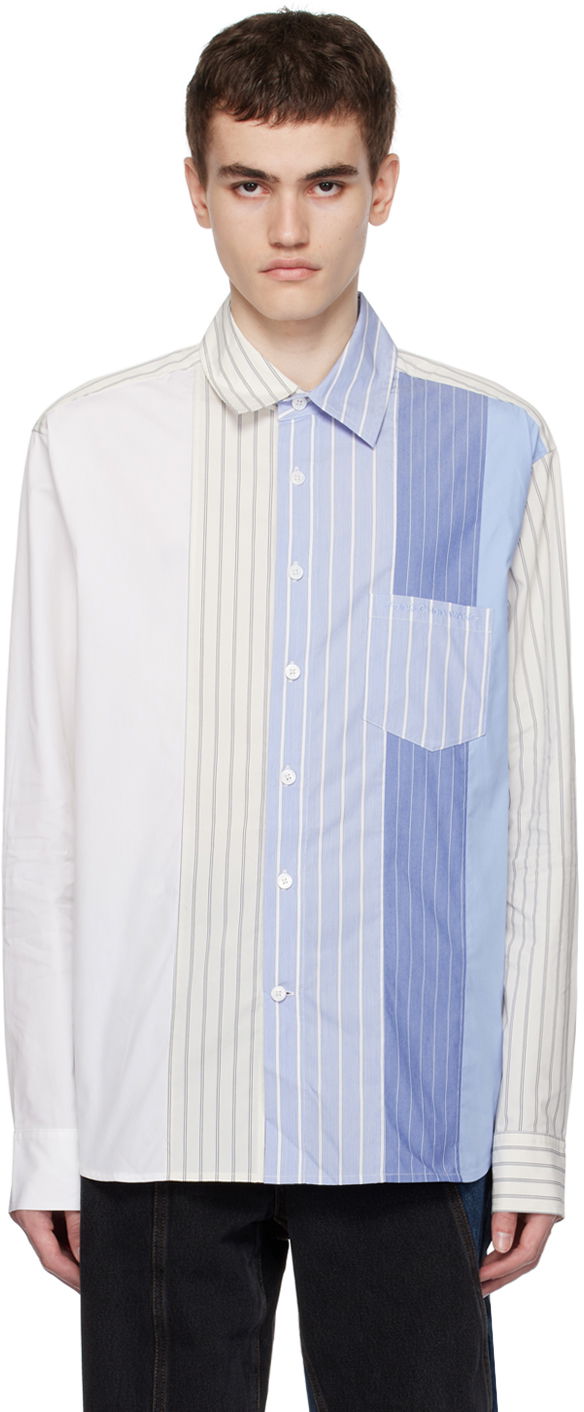 Srajce Feng Chen Wang Feng Chen Wang Paneled Shirt Modra | FMF16SR03