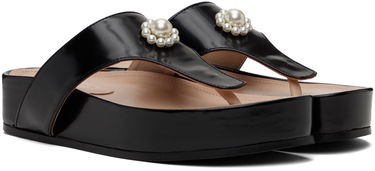 Obleke Simone Rocha Simone Rocha Pearl Thong Platform Sandals Črna | SLD47D 0740, 3