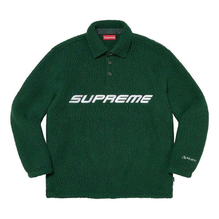 Pleteni pulover Supreme Polartec Long Sleeve Polo Zelena | SUP-FW22-825