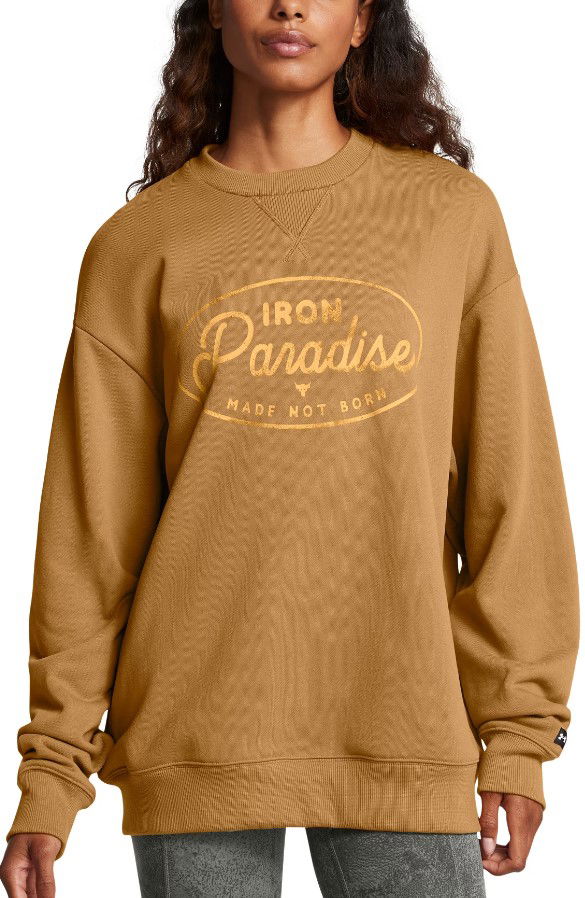 Pleteni pulover Under Armour Project Rock Heavyweight Crew Sweatshirt Rjava | 1386444-707