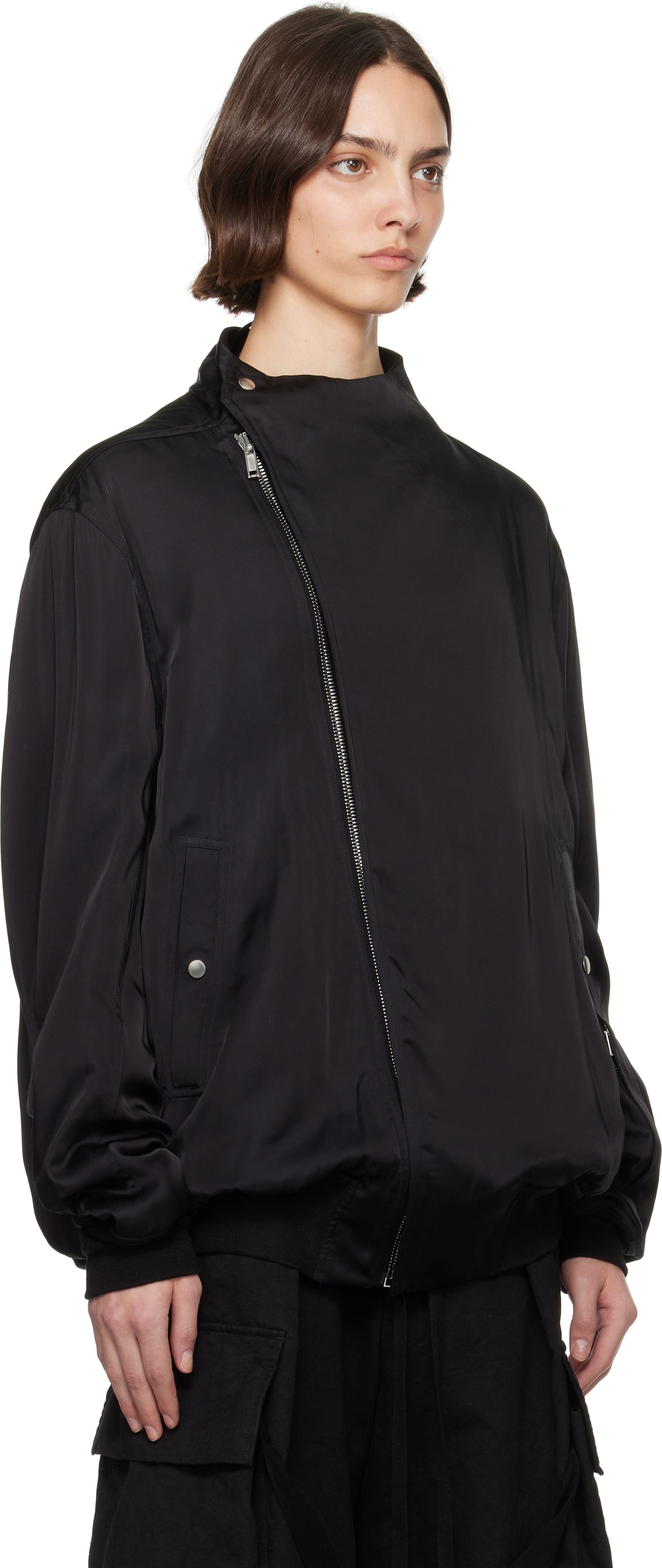 Bomber jakna Rick Owens Rick Owens Washed Charmeuse Anthem Bomber Jacket Črna | RO01E7785 SCH, 1