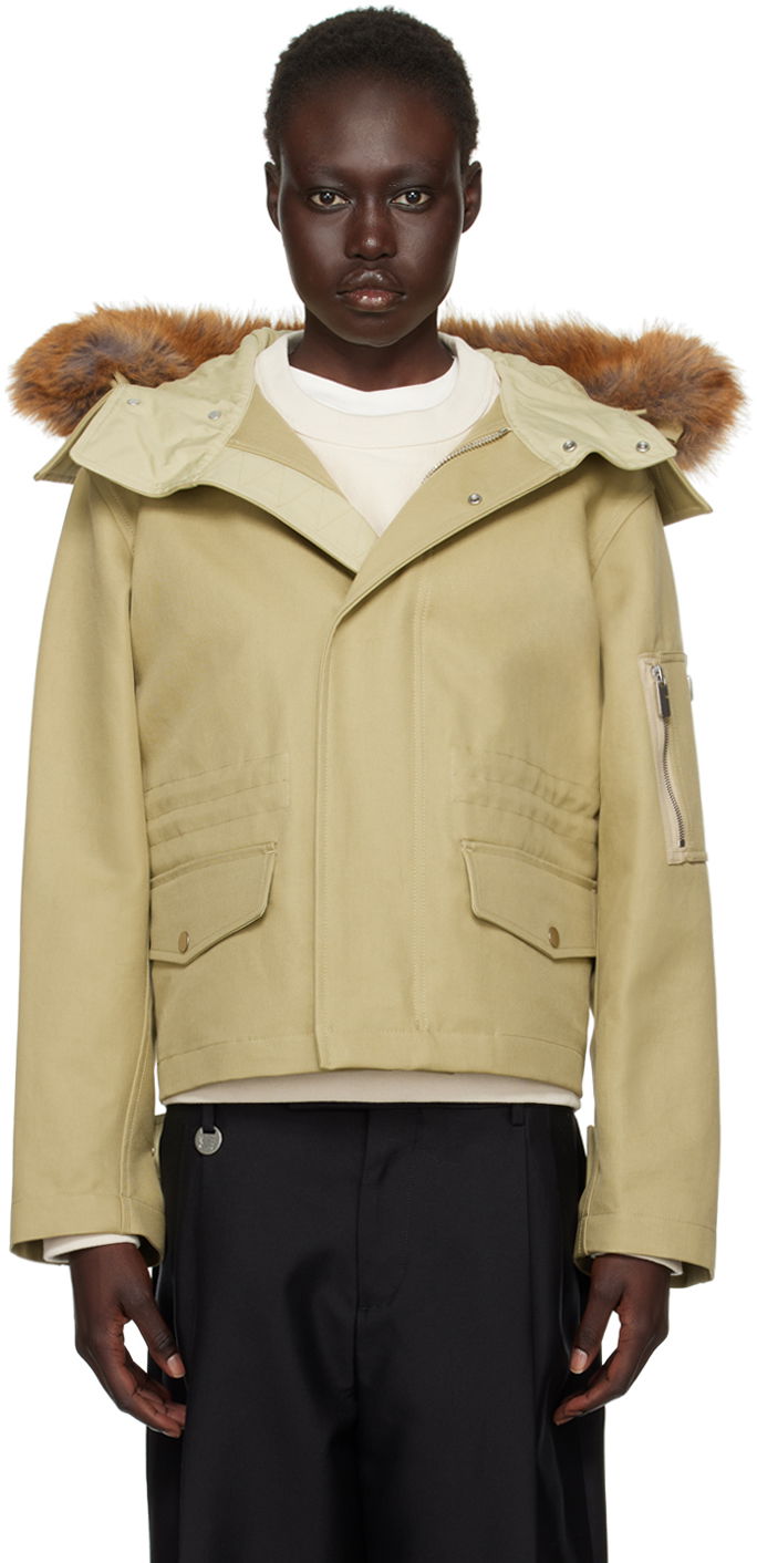 Parka Burberry Burberry Short Faux-Fur Trim Jacket Bež | 8095254