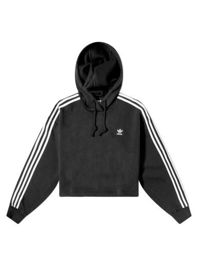 Pulover adidas Originals 3 Stripe Cropped Hoody Črna | IB7388