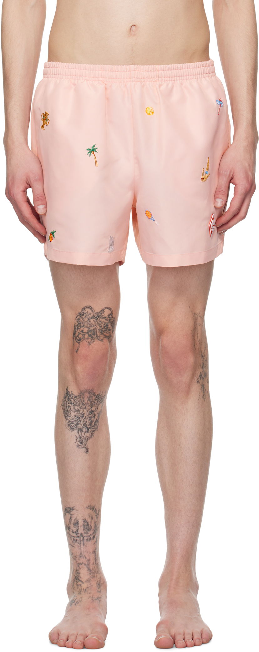 Kopalke Casablanca Casablanca Embroidered Motif Swim Shorts Roza | MPS25-TR-032-01