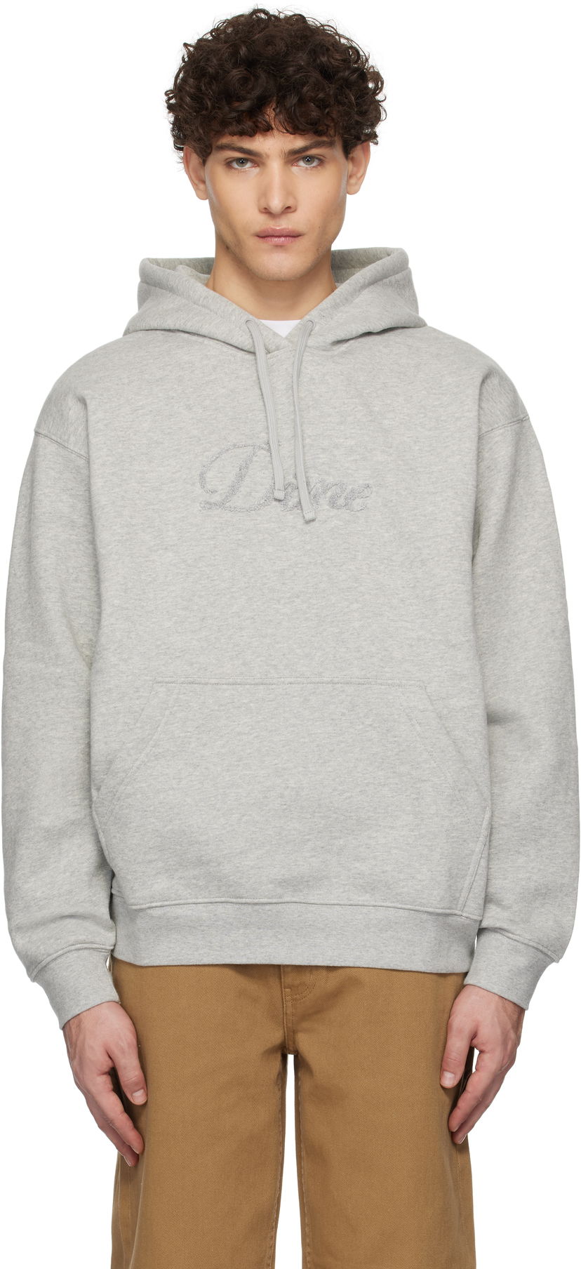 Pulover Dime Cursive Logo Fleece Hoodie Siva | DIMEHO2449GRY