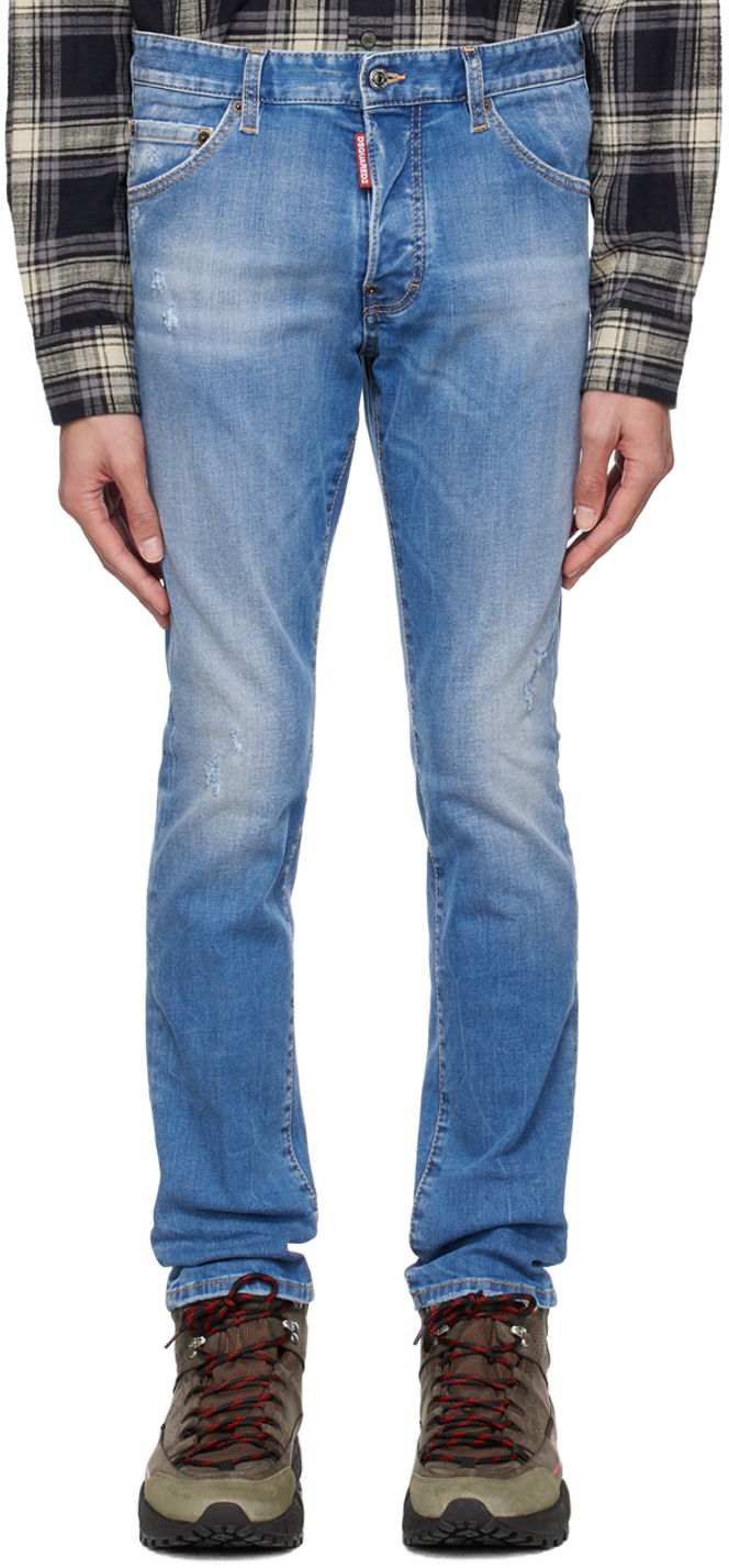 Kavbojke DSQUARED2 Cool Guy Slim Fit Distressed Jeans Modra | S71LB1229_S30789