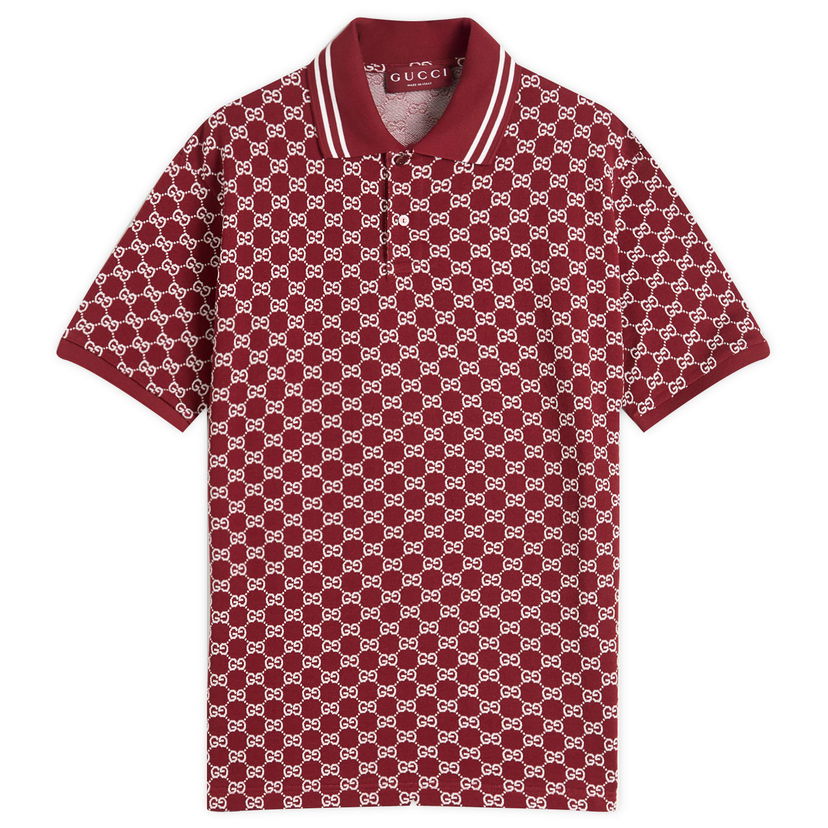 Polo majica Gucci GG Jacquard Cotton Piquet Polo Shirt, Size Large Bordo | 788024-XJHHN-6320