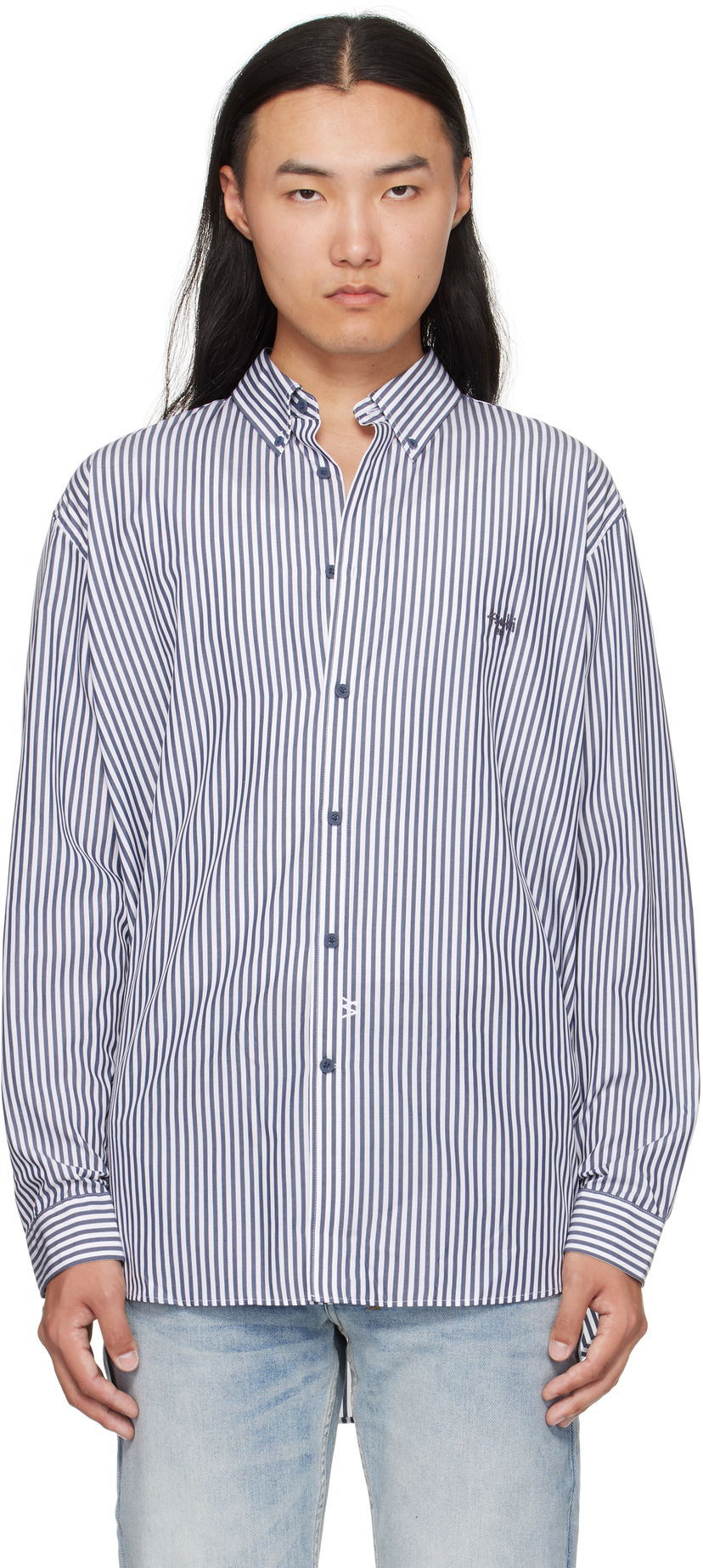 Srajce Ksubi Ksubi KSignature Long Sleeve Shirt Modra | MFA25SH020