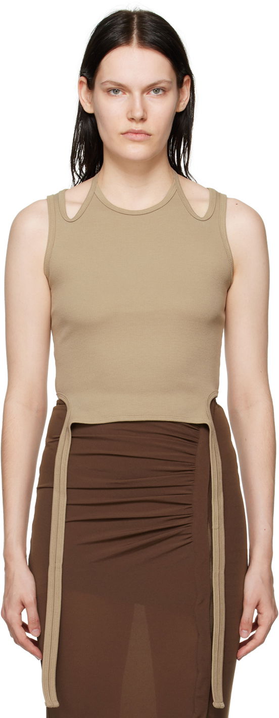 Majica brez rokavov Dion Lee Dion Lee Halter Tie Tank Top Bež | A3438F21