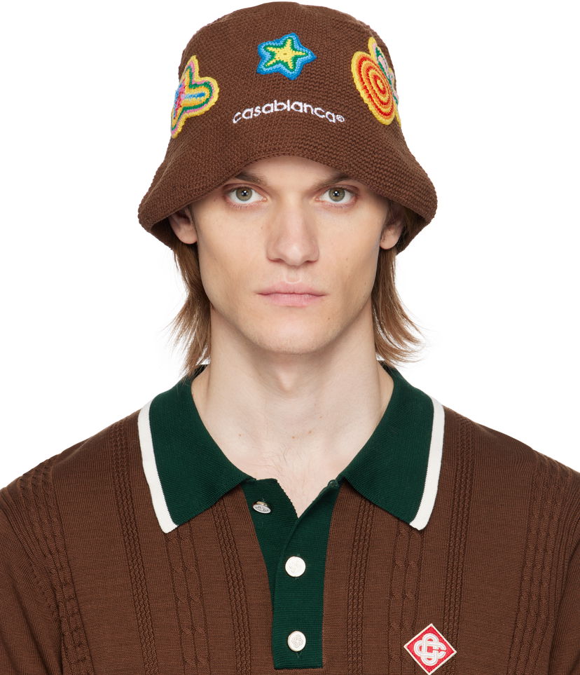 Klobuk Casablanca Casablanca Crochet Bucket Hat Rjava | AS25-HAT-079-02