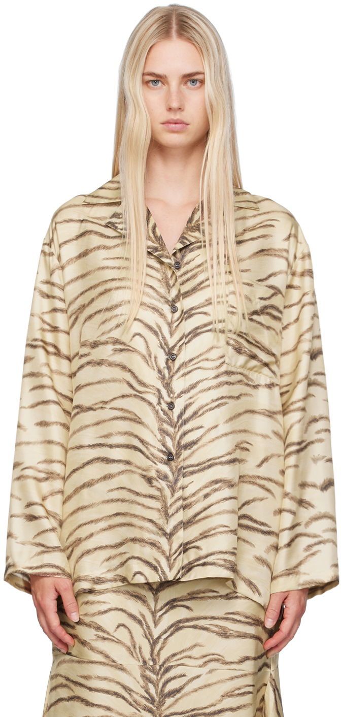 Srajce Stella McCartney Tiger Print Shirt Bež | 6201213ES210