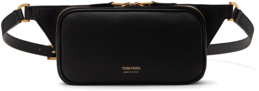 Torbice za okoli pasu Tom Ford Black Zip Leather Pouch Črna | H0521-LCL158G