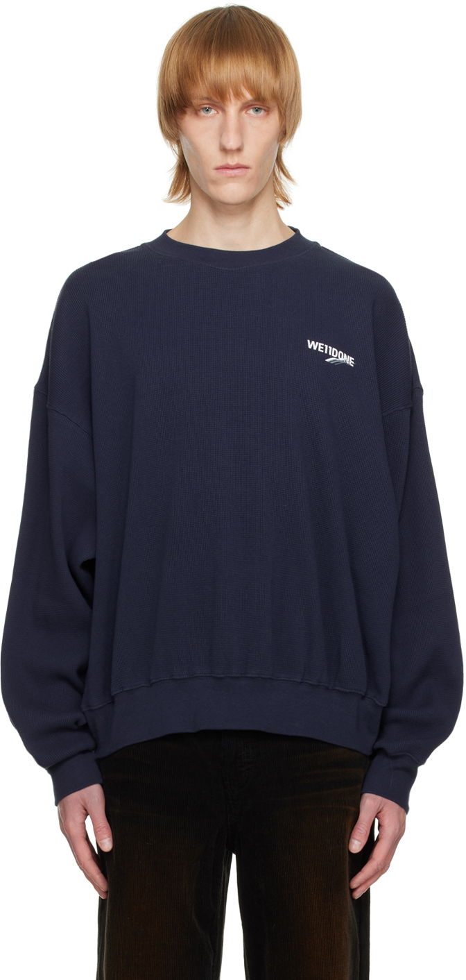 Pleteni pulover We11done Designer Basic Sweatshirt Modra | WD-TS3-22-798-U-NV