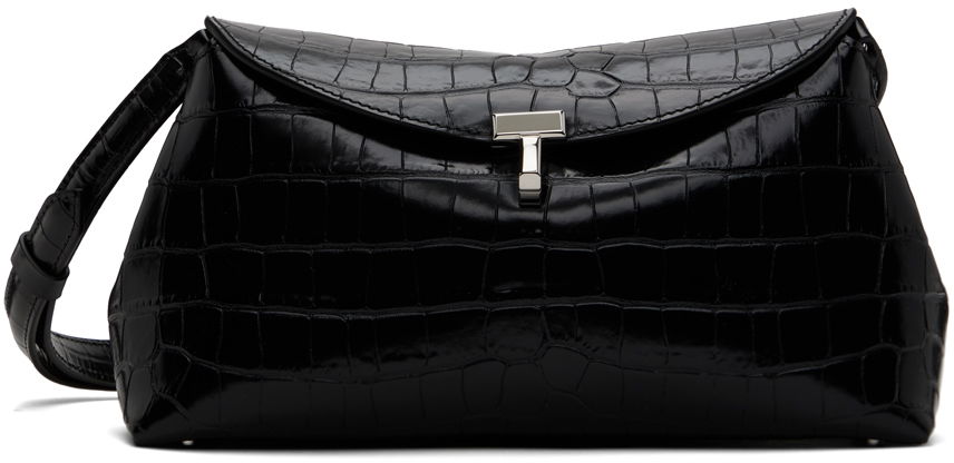 Torba za čez ramo TOTEME TOTEME T-Lock Croc-Embossed Clutch Črna | 243-WAL944-LE0076, 0