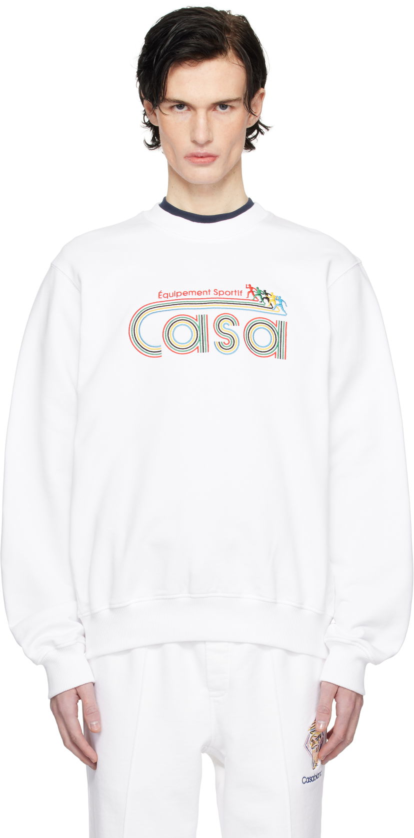 Pulover Casablanca White 'Equipement Sportif' Embroidered Sweatshirt Bela | MPS25-JTP-293-02