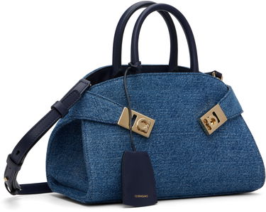 Torbica FERRAGAMO Ferragamo XS Hug Denim Top Handle Bag Modra | 783820, 1