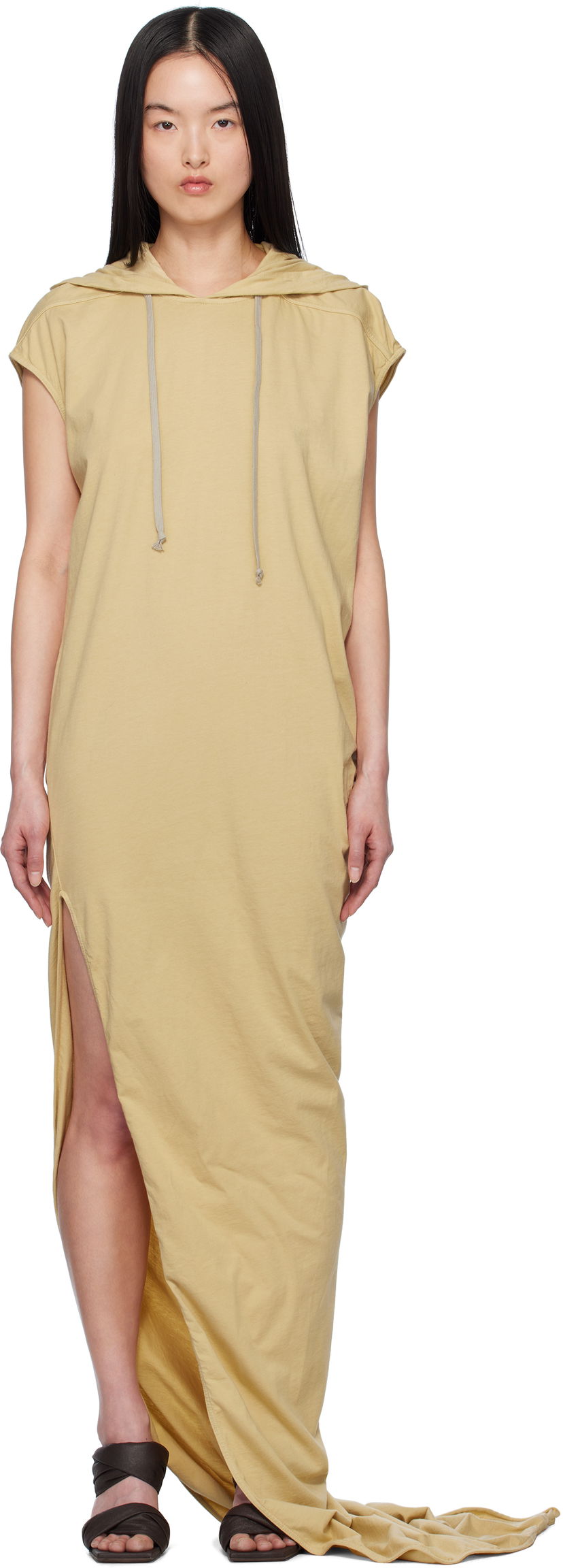 Obleke Rick Owens Rick Owens DRKSHDW Hollywood Edfu T-Shirt Maxi Dress Bež | DS01E3517 RN