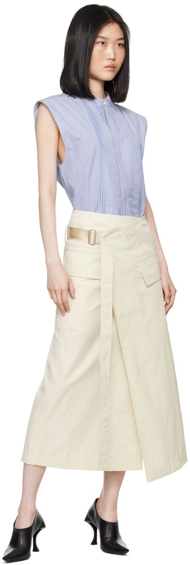 Krop-top Helmut Lang Sleeveless Tuxedo Shirt Modra | O05HW598, 3