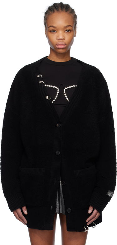 Pleteni pulover We11done We11done Pierced Oversized Cashmere Cardigan Črna | WD-KC0-25-673-W-BK, 0