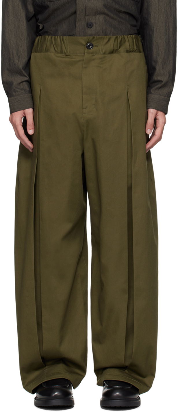 Hlače sage NATION Sage Nation Box Pleat Trousers Zelena | S011 BOX PLEAT TROUSER