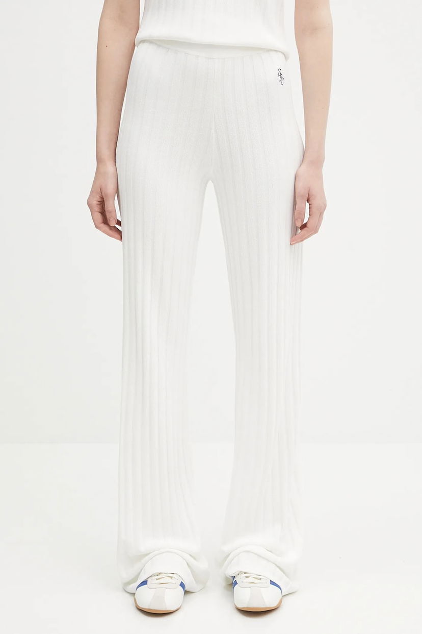 Hlače Sporty & Rich Sporty & Rich SRC Ribbed High Waist Pants Bela | PO049620305WH37