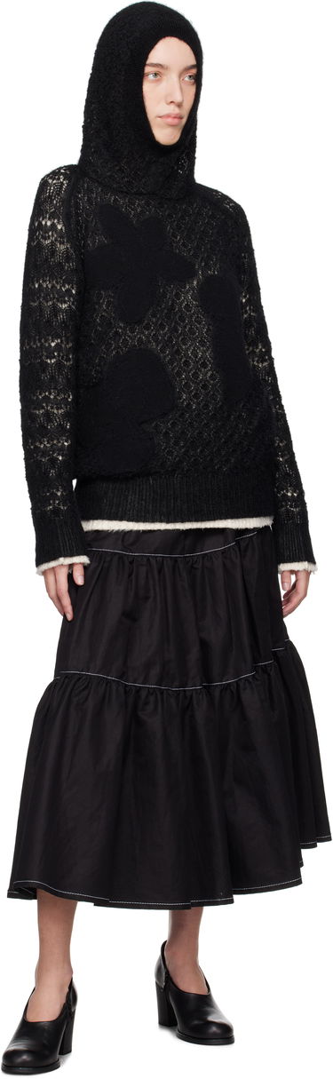 Pleteni pulover Comme des Garçons Comme Des Garçons Wool Lace Pattern Intarsia Hoodie Črna | TN-N024-051, 3