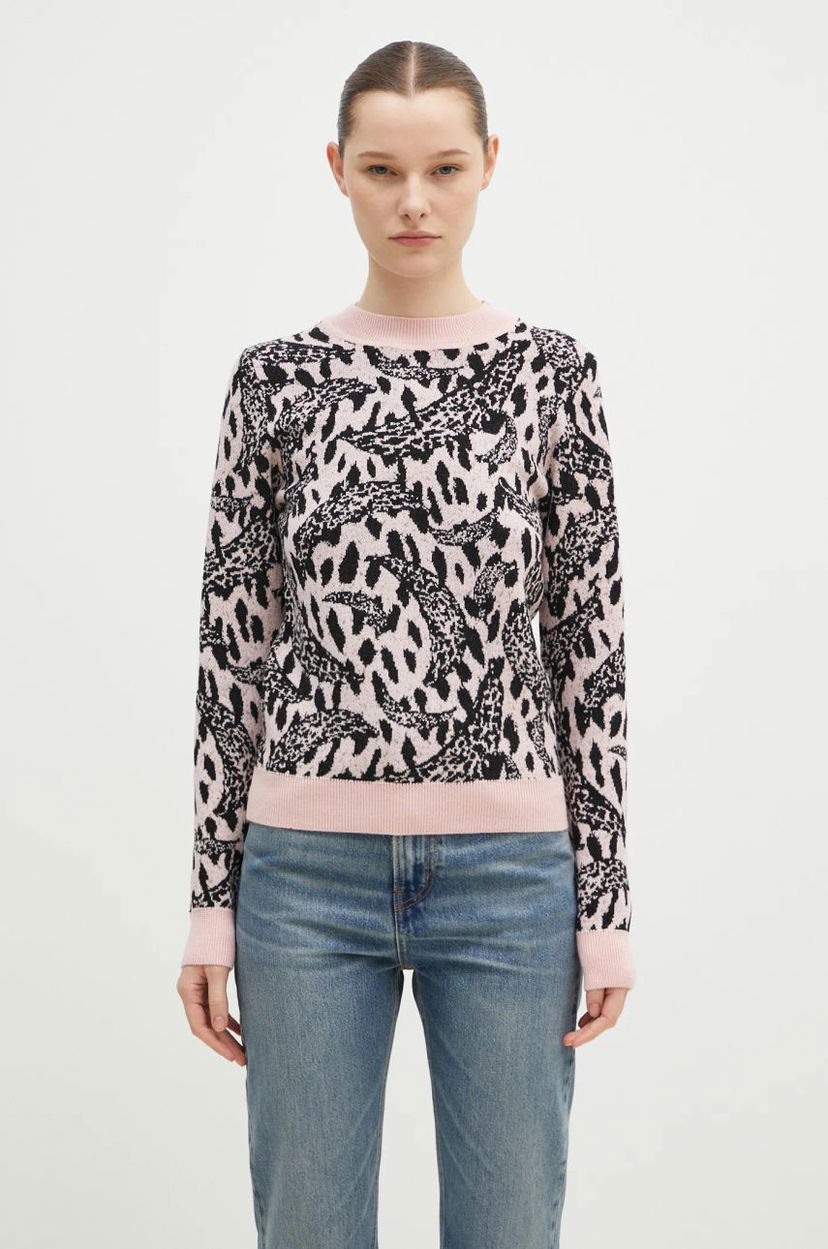 Pleteni pulover Fiorucci Pink Banimalier Wool Blend Sweater Roza | W01FPKSW195KN03PN04