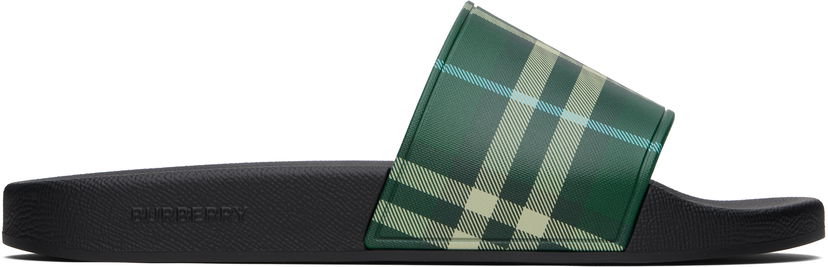 Modni dodatki Burberry Burberry Check Pool Slides Zelena | 8113264