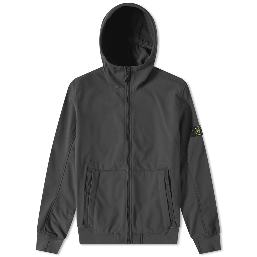 Vetrovka Stone Island Soft-Shell Hooded Jacket Črna | 7715Q0122-V0029, 0