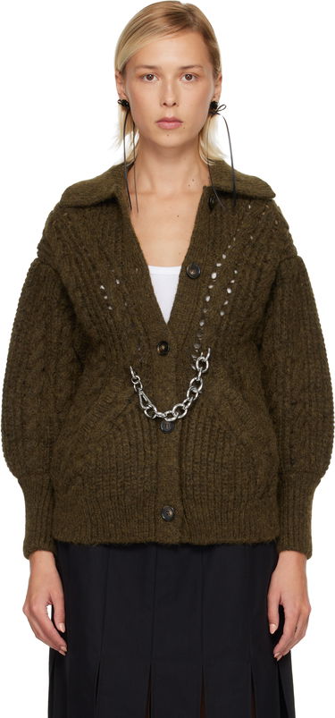 Pleteni pulover Simone Rocha Simone Rocha Sculpted Chunky Knit Chain Detail Cardigan Zelena | MZMK1E 0665, 0
