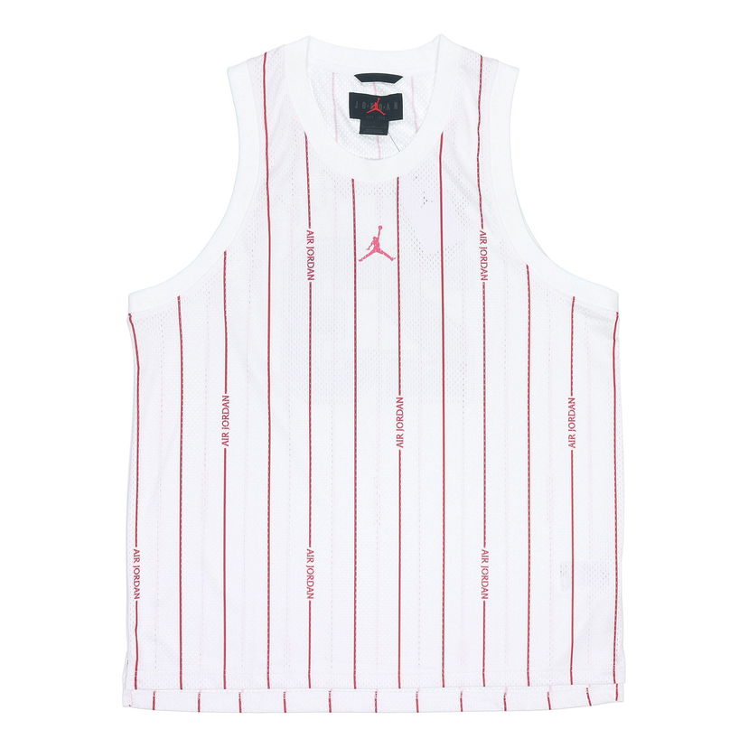 Majica brez rokavov Jordan Jordan Stripe Logo Loose Breathable Mesh Vest Bela | DM1381-100