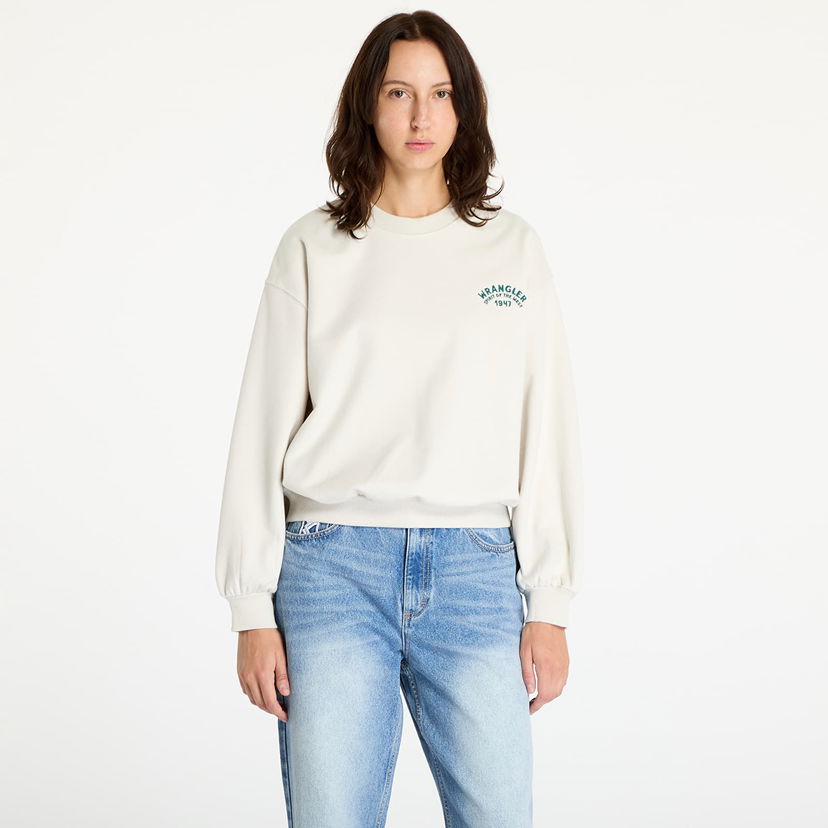 Pulover Wrangler Oversized Sweat Vintage White Bela | 112356457