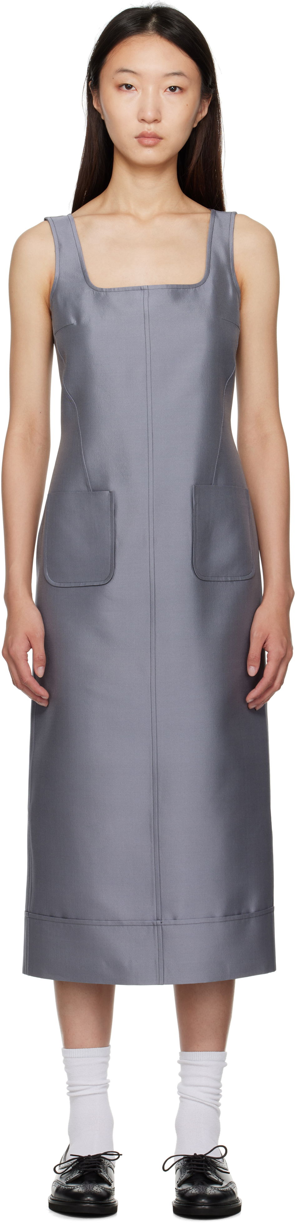 Obleke Thom Browne Thom Browne Column Maxi Dress Siva | FDSF20A-F0989, 0
