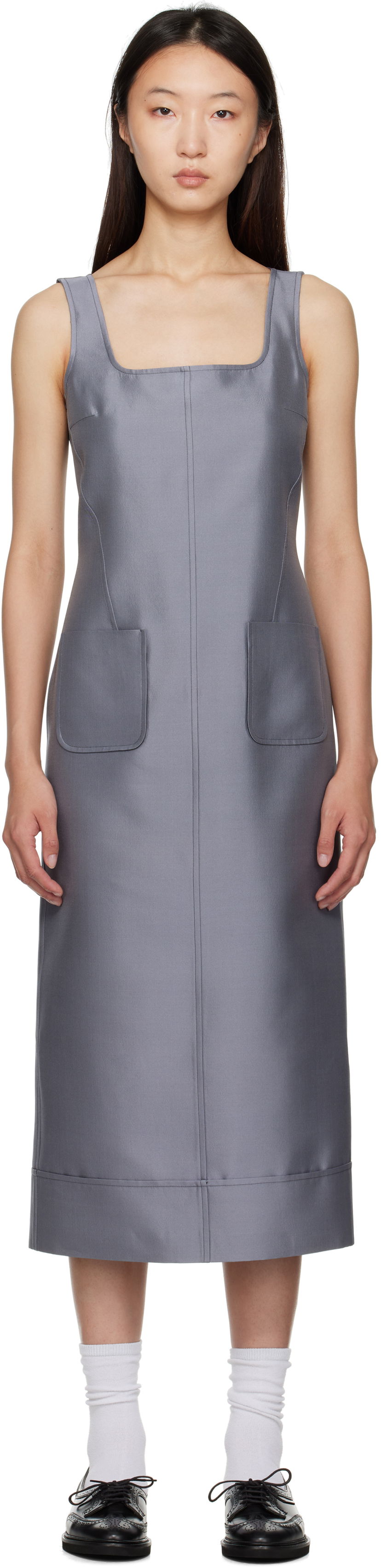 Obleke Thom Browne Thom Browne Column Maxi Dress Siva | FDSF20A-F0989