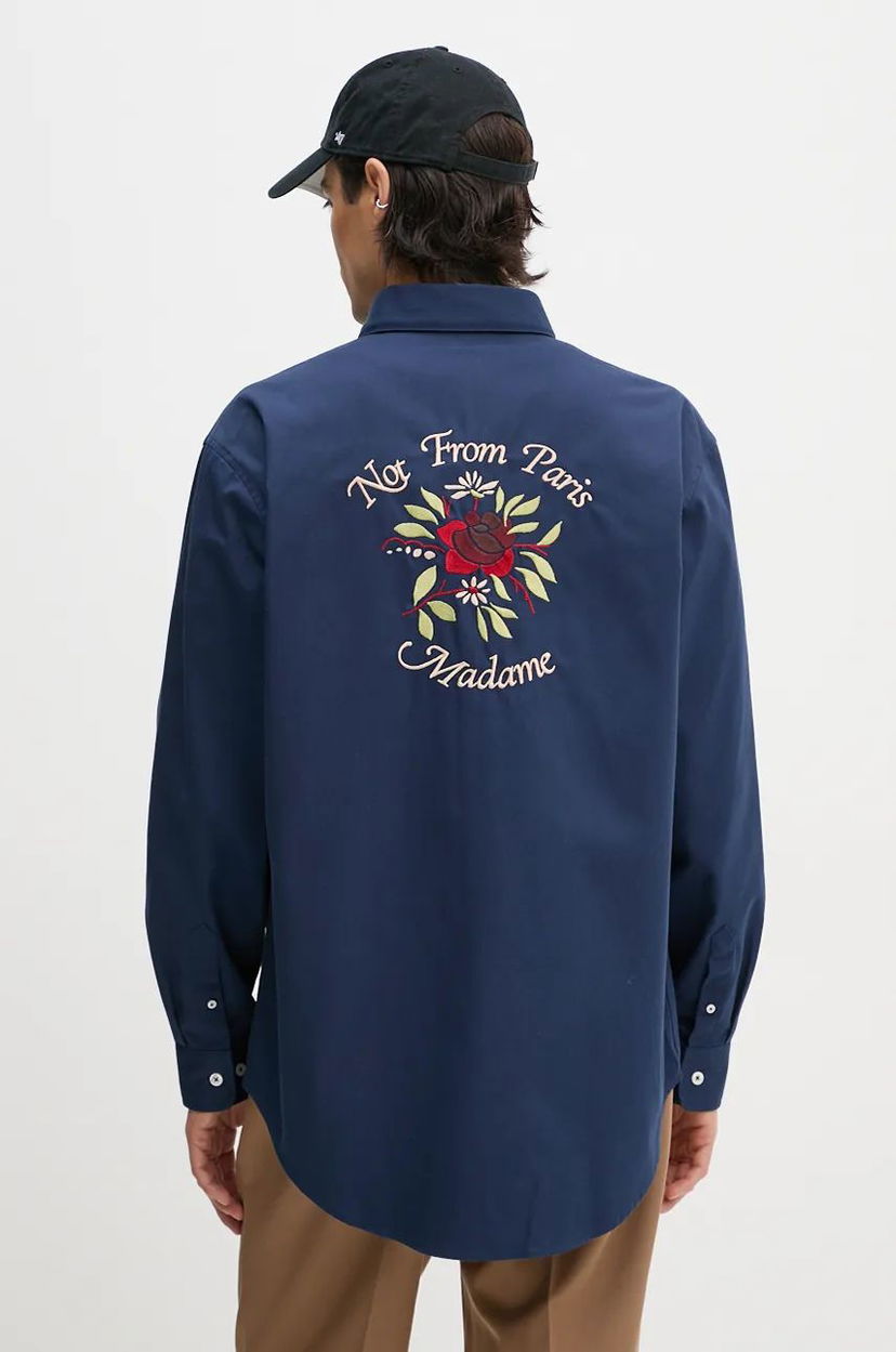 Srajce Drôle de Monsieur Relaxed Fit Shirt With Floral Embroidery Modra | E.SH189.PL149.NY