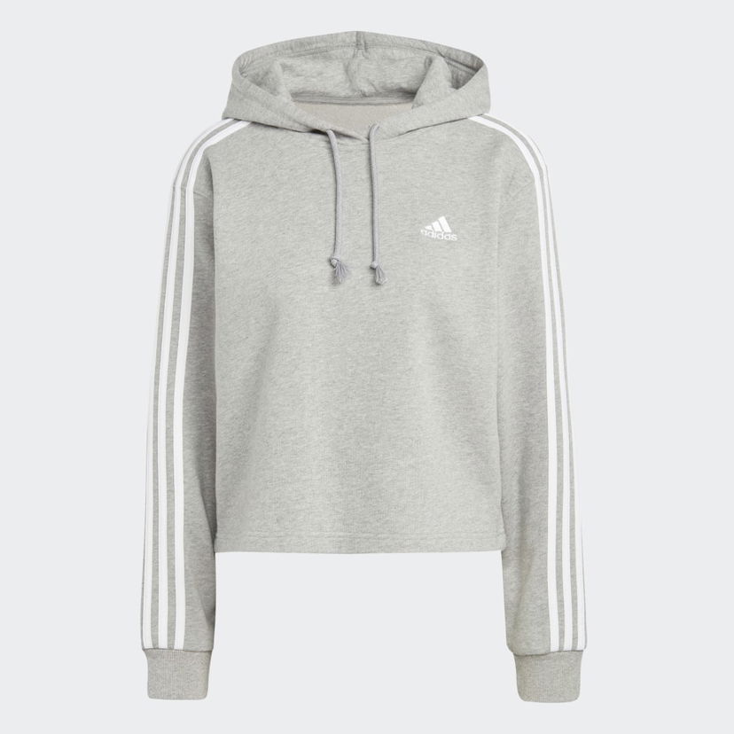 Pulover adidas Performance 3-Stripes Cropped Hoodie Siva | IC9910