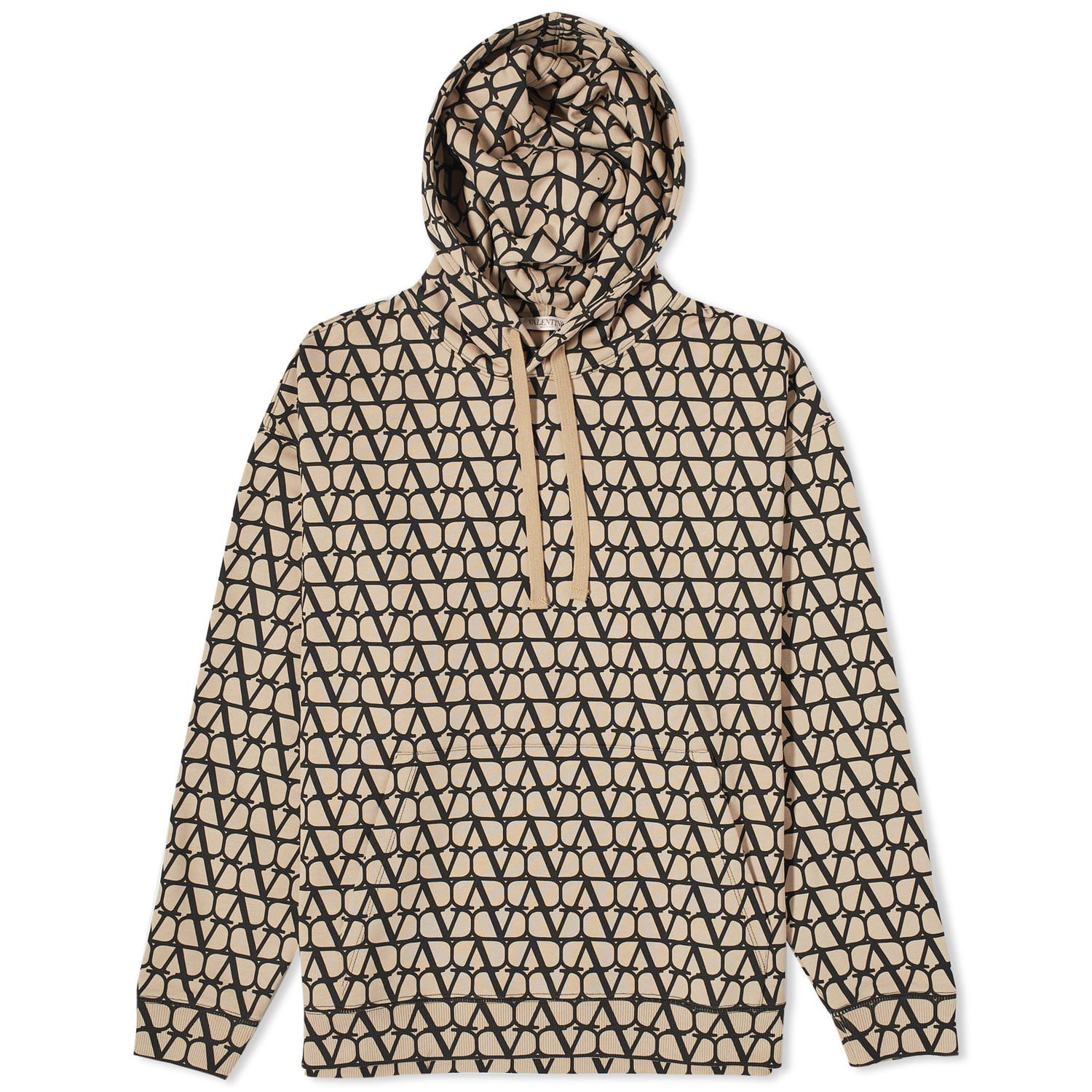 Pulover Valentino Monogram Popover Hoodie Beige/Black Bež | 3V3MF25R9KD-MYL, 0
