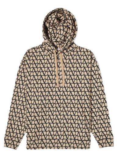 Pulover Valentino Monogram Popover Hoodie Beige/Black Bež | 3V3MF25R9KD-MYL