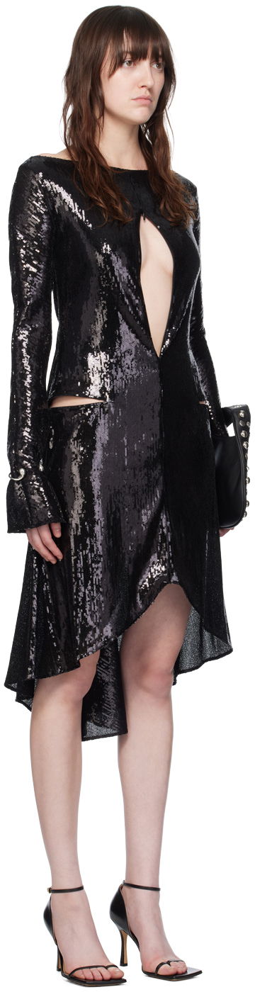 Obleke Courrèges Women's Sequin Ellipse Midi Dress Črna | 224CRO427PAI001, 1