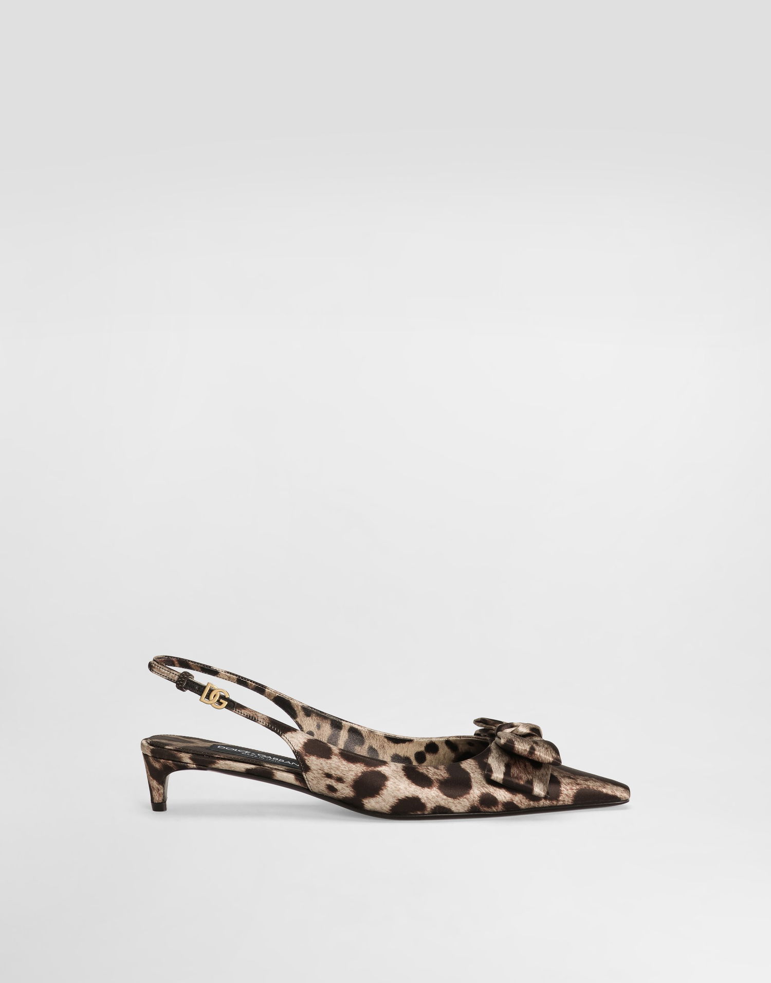 Superge in čevlji Dolce & Gabbana Leopard-Print Satin Slingbacks With Bow Rjava | CG0843A6Q83HY13M, 0