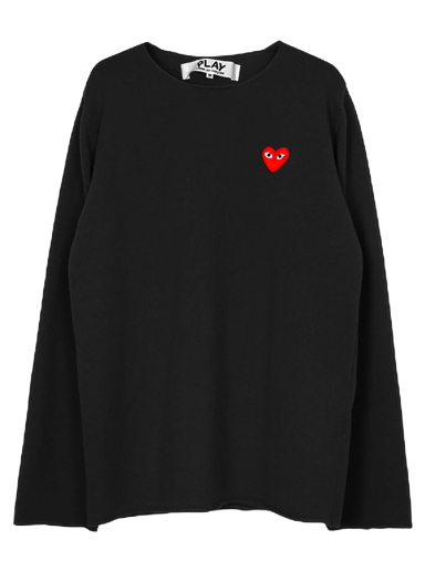 Pleteni pulover Comme des Garçons PLAY Red Heart Crewneck Črna | AZ N068 051 1